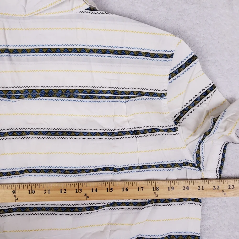 Mambo Shirt Mens S Short Sleeve Button Down White Tribal Geometric Surf Beach